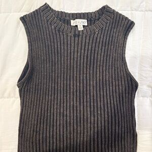 Black Ribbed Sleeveless Top